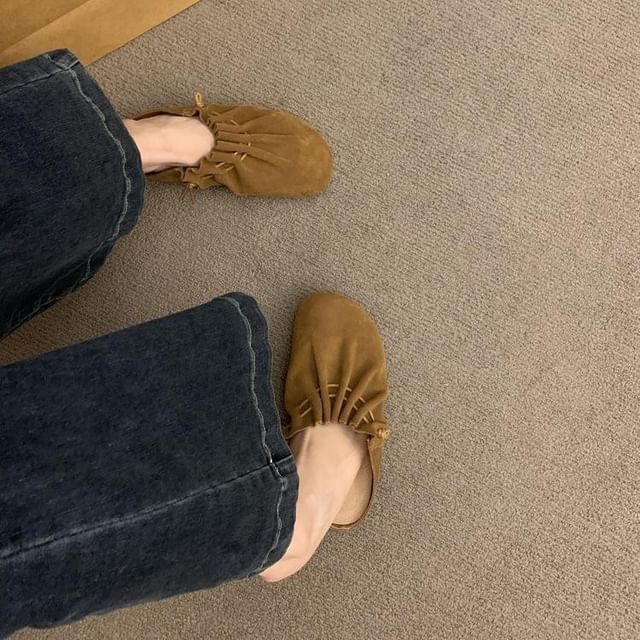 Cinched Leather Mules Faux