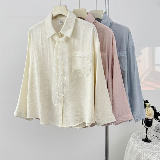 Overfit Lace-Scarf Shirt - LaceLux
