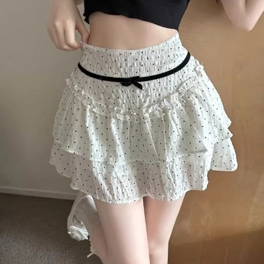 Mini Dotted A-Line High Skirt Rise
