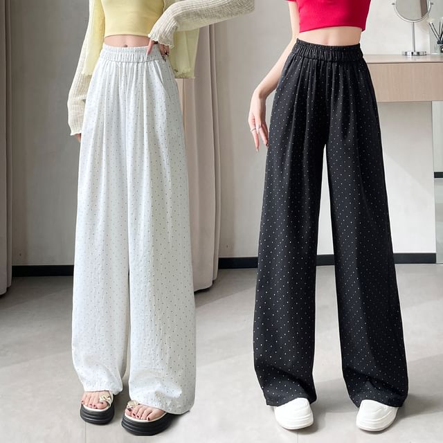 Pants Wide (Various Designs) Dotted Leg Waist High