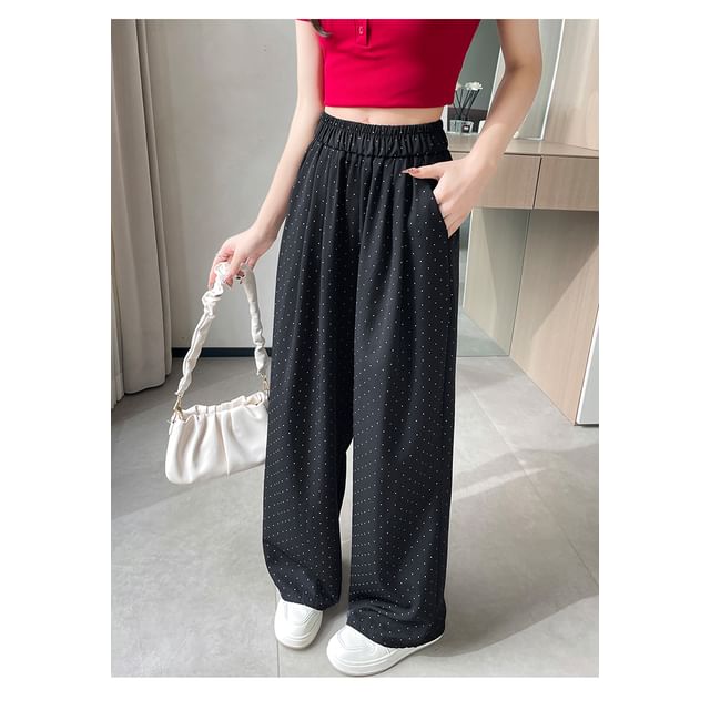 Pants Wide (Various Designs) Dotted Leg Waist High