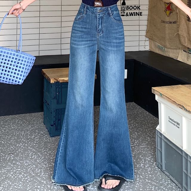 Washed High Jeans Rise Flared