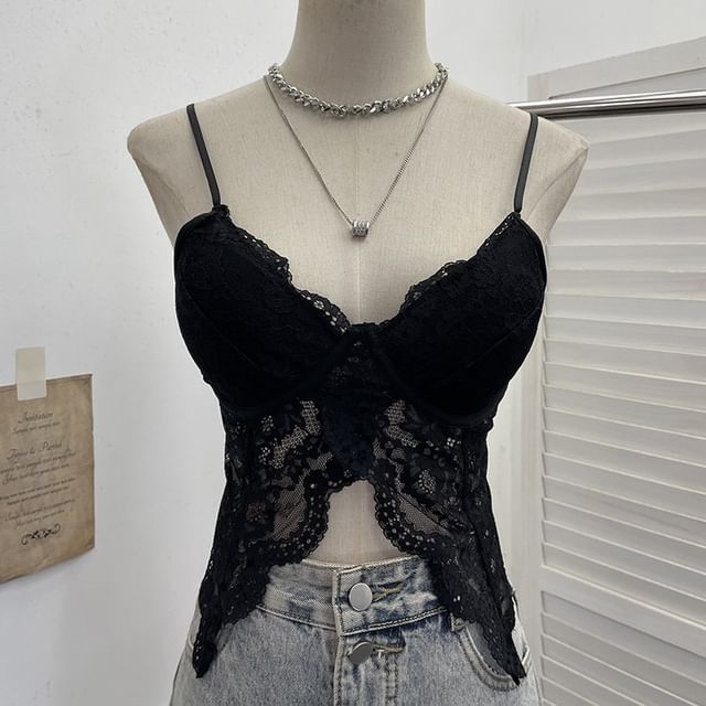 Padded Lace Cami with V-Neckline