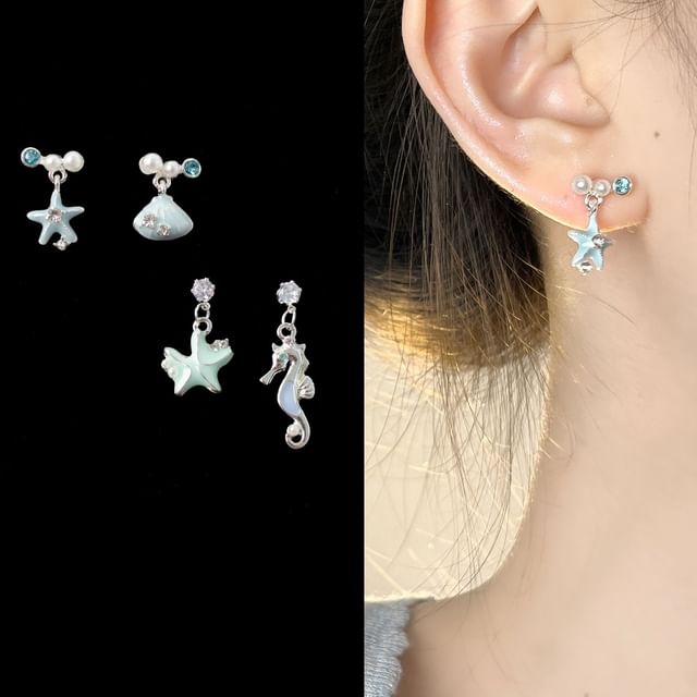 Rhinestone Star Asymmetrical / Clip-On Earring Drop