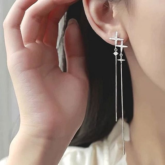 Clip-On Earring Dangle Star / Rhinestone