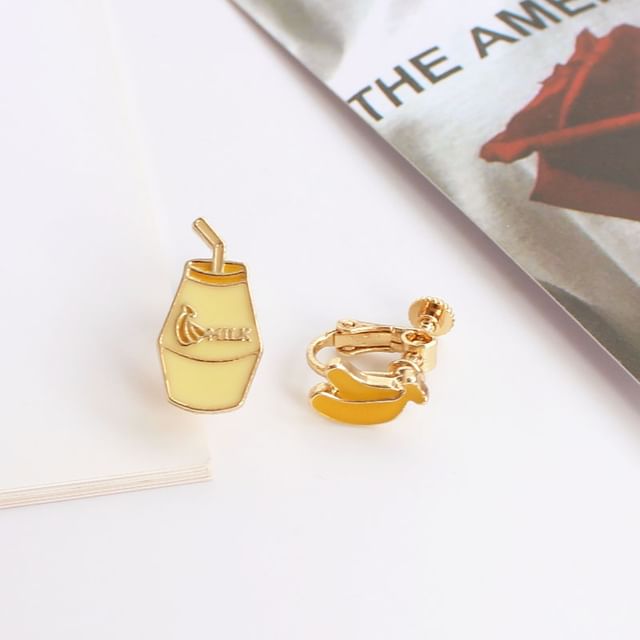 / Milk Fruit Asymmetrical Stud Clip-On Earring