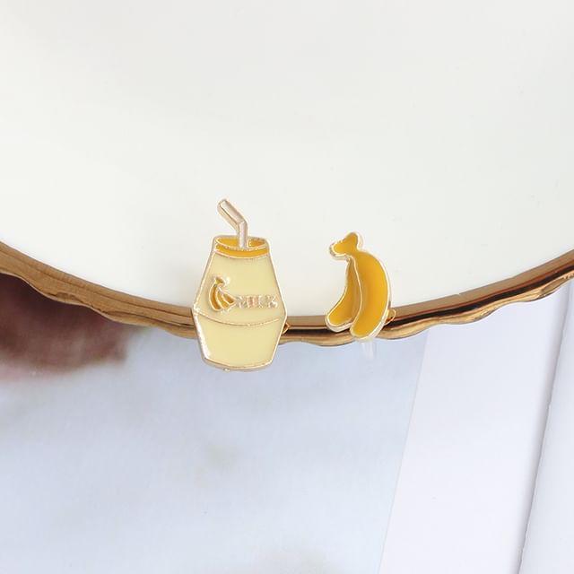 / Milk Fruit Asymmetrical Stud Clip-On Earring