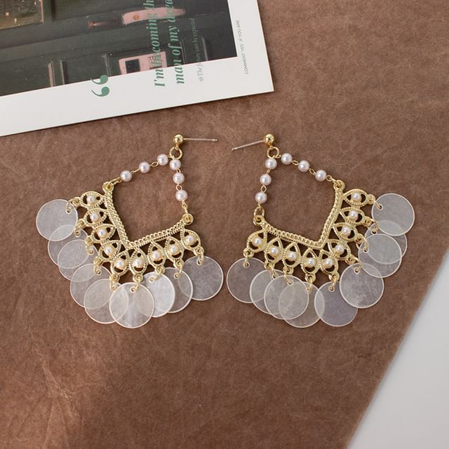 / Faux Earring Pearl Chandelier Clip-On