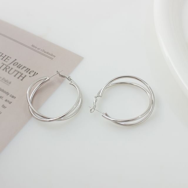 / Layered Hoop Earring Clip-On