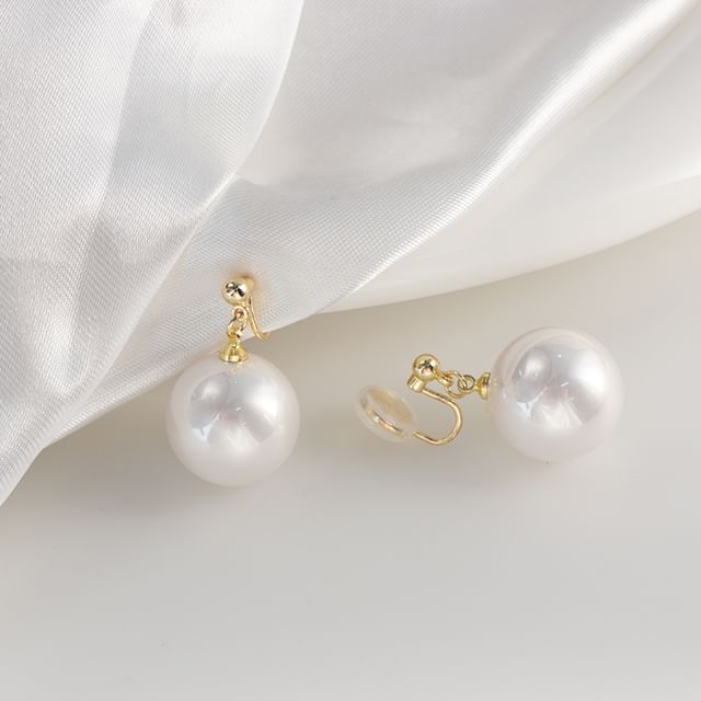 / Pearl Clip-On Faux Earring Drop