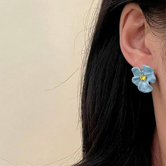Stud Alloy Ear / Glaze Floral Cuff Earring