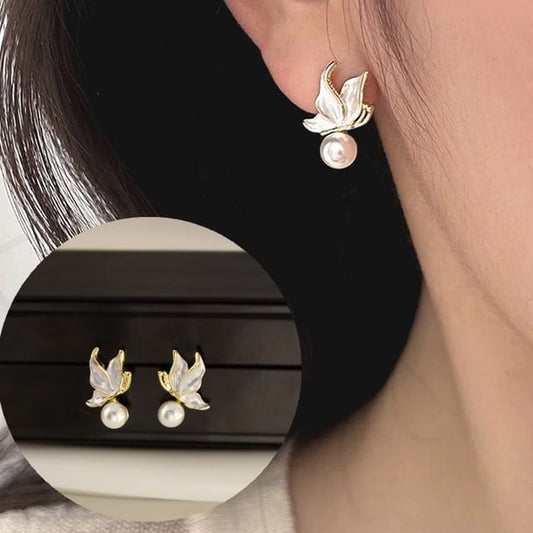 Drop Faux Alloy Earring Butterfly / Cuff Ear Pearl