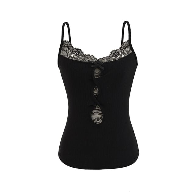 Cutout Lace-Trimmed Camisole - LaceLux