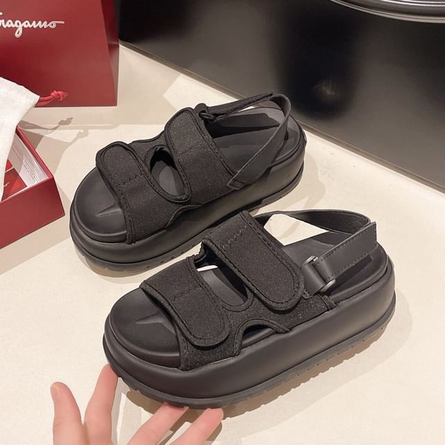 Strap Sandals Platform Adhesive Slingback Plain