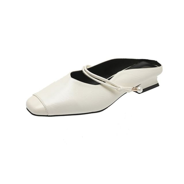 Low Jane Mules Faux Heel Mary Leather Plain