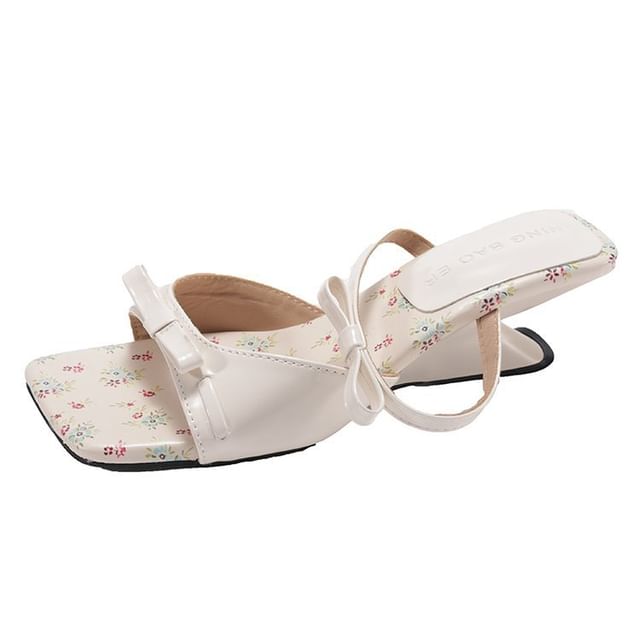 Square Toe Sandals Wedge Heel Bow