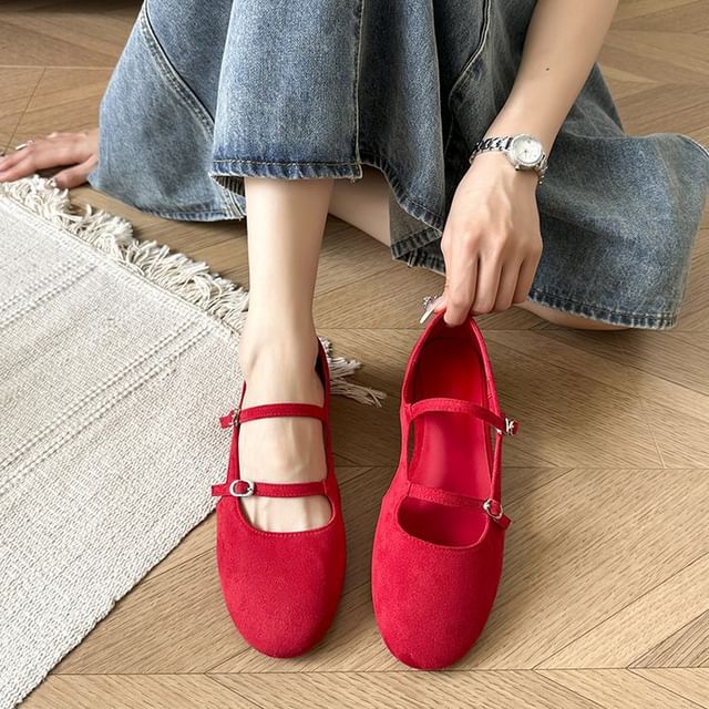 Cutout Suede Faux Shoes Jane Mary Plain