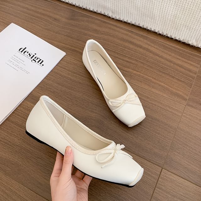 Flats Square Toe Ribbon Accent