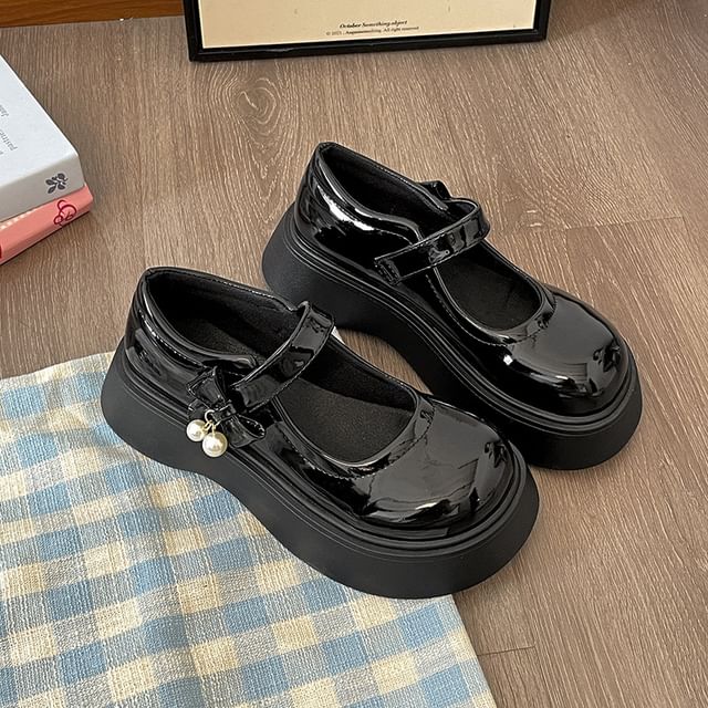 Jane Shoes Mary Leather Platform Faux