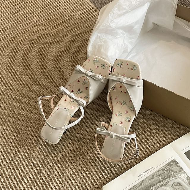 Low Floral Heel Sandals Print Toe Square