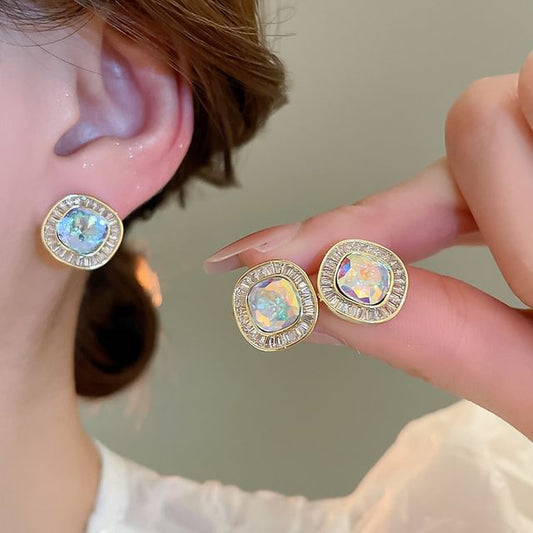 Rhinestone Earring Alloy Stud