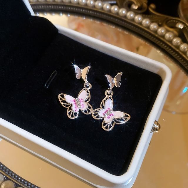 Dangle / Cuff Earring Ear Alloy Rhinestone Glaze Butterfly