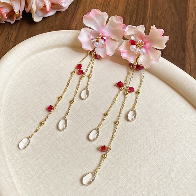 (Various Floral Dangle Fabric Designs) Alloy Earring