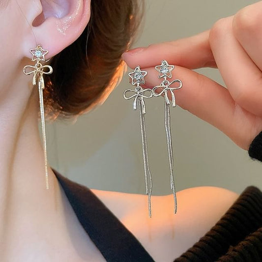 Earring Threader Rhinestone Star Alloy bow