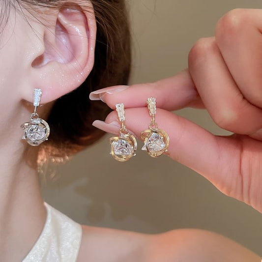 Rhinestone Alloy Drop Earring