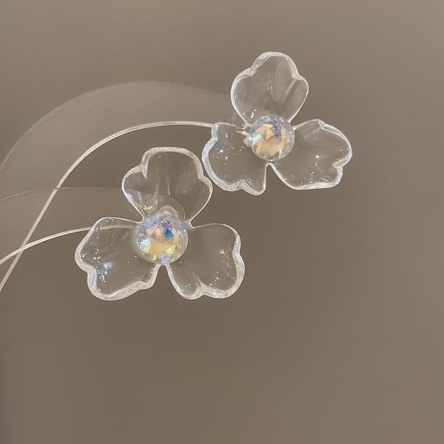 Designs) Acrylic (Various Rhinestone Floral Earring Statement
