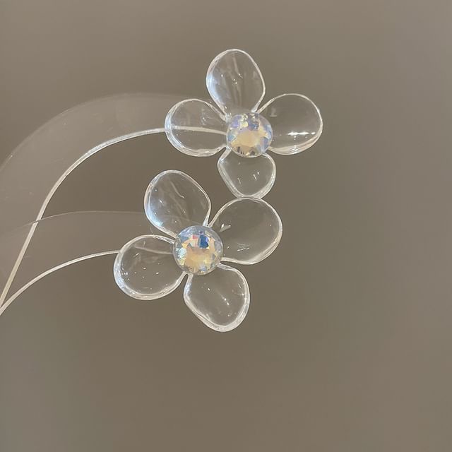 Designs) Acrylic (Various Rhinestone Floral Earring Statement