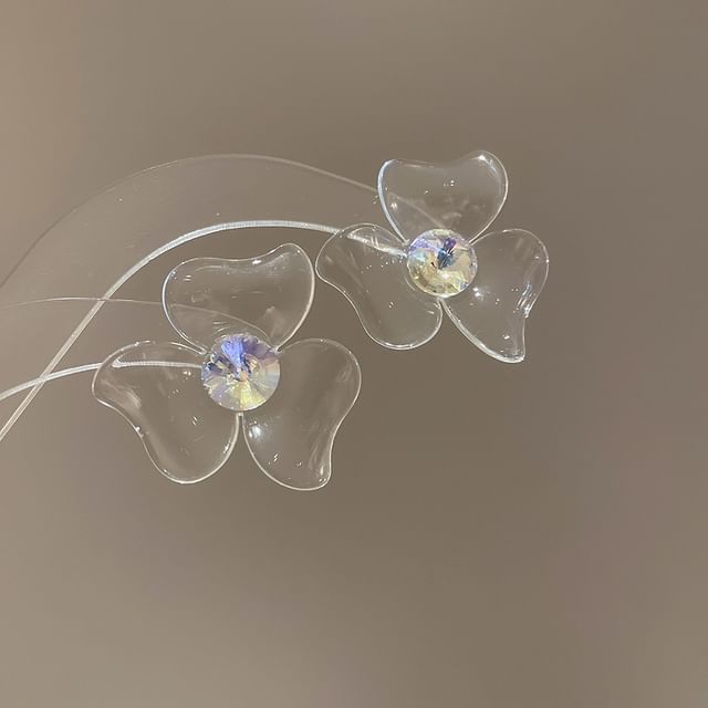 Designs) Acrylic (Various Rhinestone Floral Earring Statement