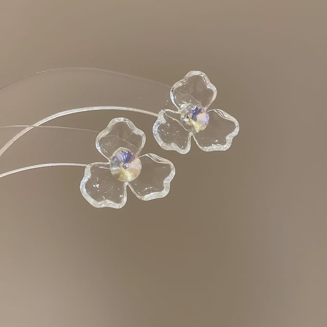 Designs) Acrylic (Various Rhinestone Floral Earring Statement