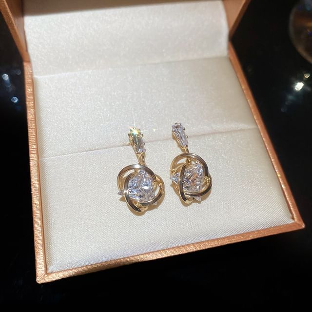 Rhinestone Alloy Drop Earring