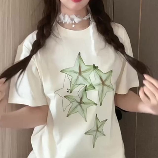 T-Shirt Short-Sleeve Crewneck Print Star