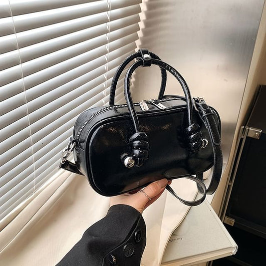 Leather Crossbody Bag Handle Faux Top Plain