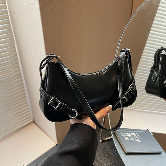 Bag Plain Faux Leather Buckled Crossbody