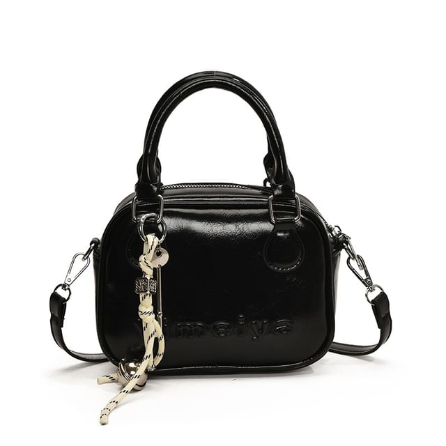 Bag Crossbody Handle Top Faux Leather Lettering