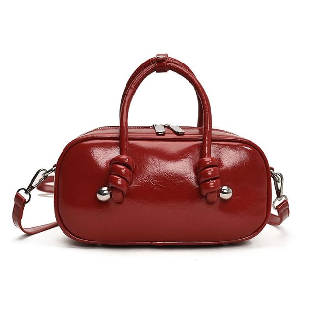 Leather Crossbody Bag Handle Faux Top Plain