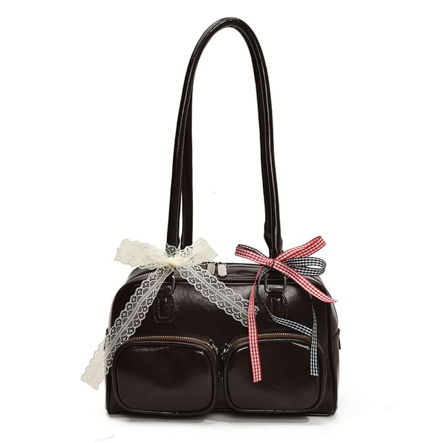 Plain Faux Leather Bag Bowler
