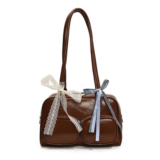 Plain Faux Leather Bag Bowler