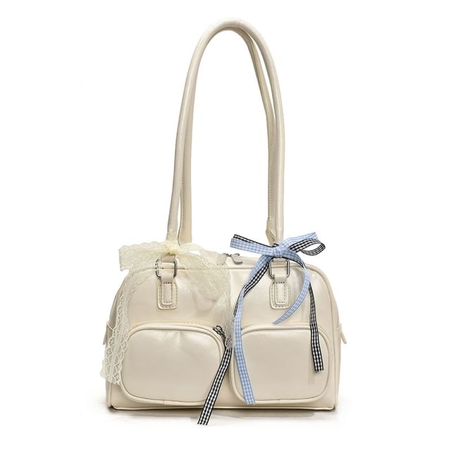Plain Faux Leather Bag Bowler