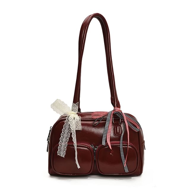 Plain Faux Leather Bag Bowler