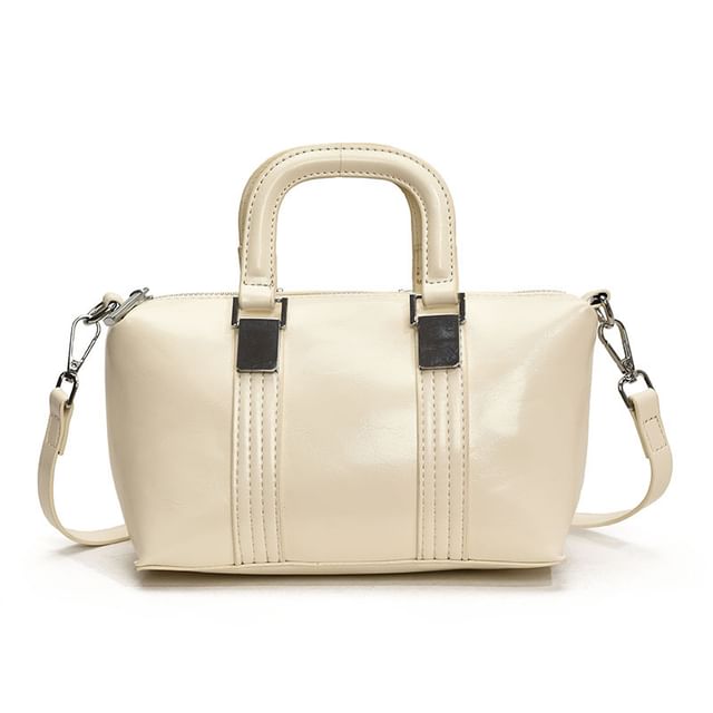 Plain Faux Crossbody Bag Handle Leather Top