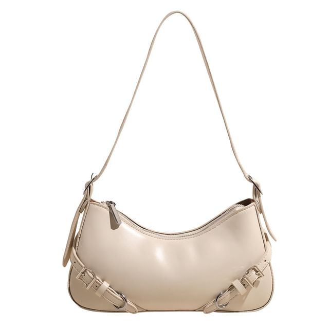 Bag Plain Faux Leather Buckled Crossbody