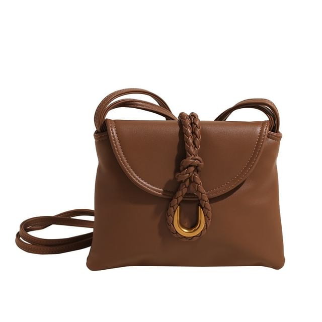 Knot Flap Faux Crossbody Leather Plain Bag