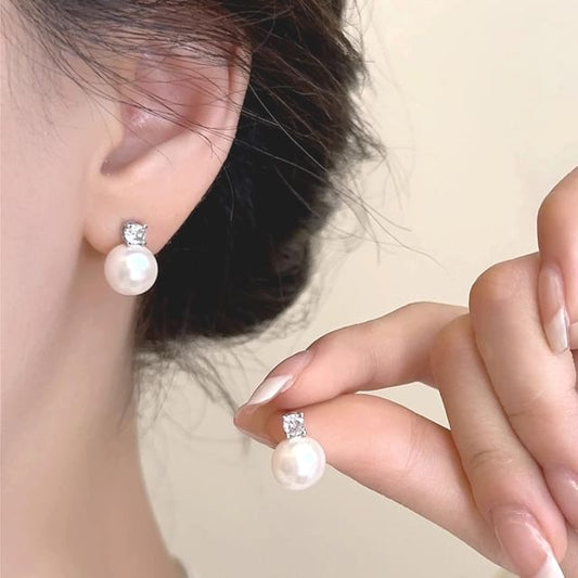 Stud Pearl Earring Rhinestone Necklace Faux / Pendant