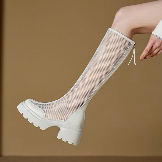 Panel Boots Platform Knee Mesh High