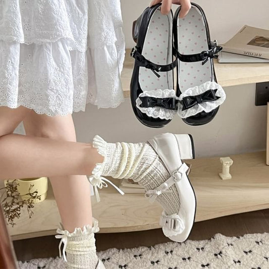 Bow Pumps Ruffle Jane Mary