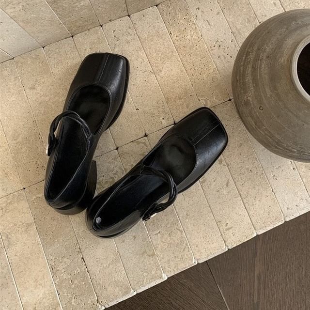 Heel Pumps Mary Block Square Jane Toe